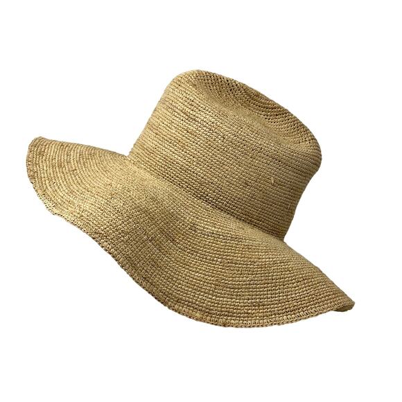 Janessa Leone 100% Raffia Straw Hat Womens Sz Medium Natural Tan - Picture 4 of 6